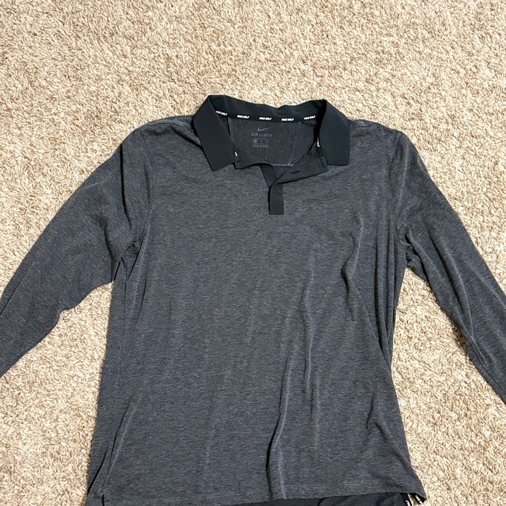 Nike Golf Dri Fit Men’s Charcoal Long Sleeve Polo
